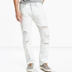 Levi's White Distressed 514 Straight Leg Jeans